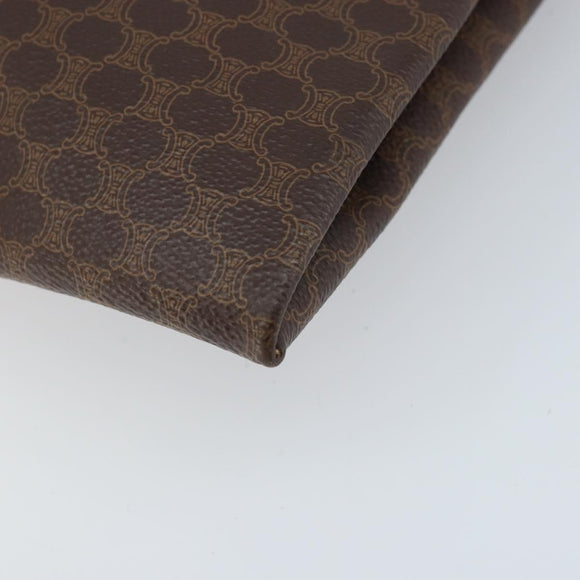 CELINE Macadam Canvas Tote Bag PVC Leather Brown Gold Auth ep13444