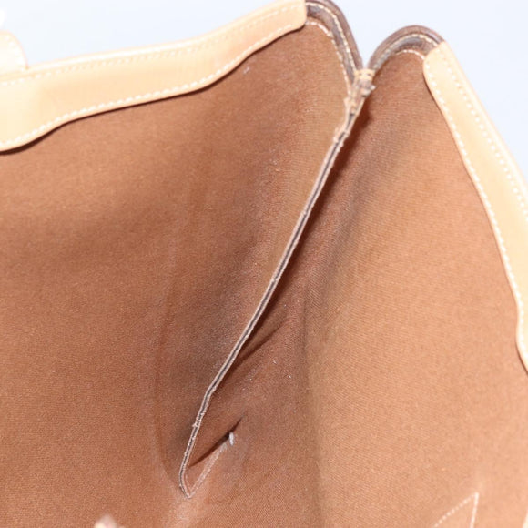CELINE Macadam Canvas Tote Bag PVC Leather Brown Gold Auth ep13444