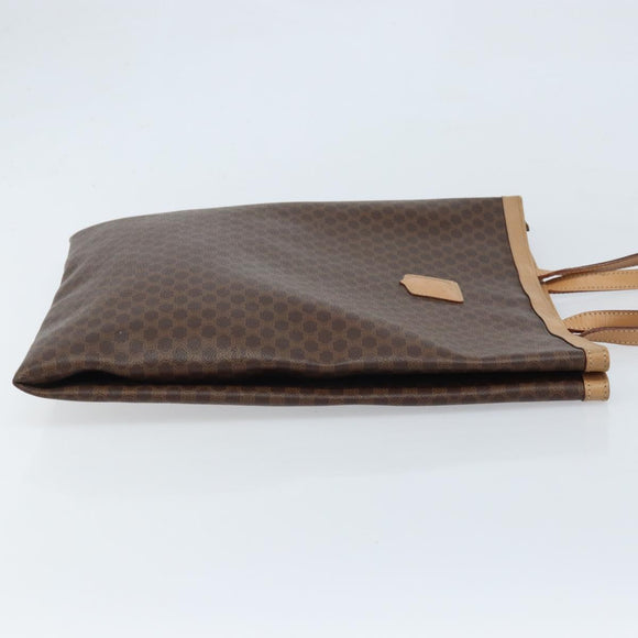 CELINE Macadam Canvas Tote Bag PVC Leather Brown Gold Auth ep13444