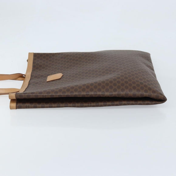 CELINE Macadam Canvas Tote Bag PVC Leather Brown Gold Auth ep13444