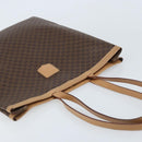 CELINE Macadam Canvas Tote Bag PVC Leather Brown Gold Auth ep13444-6