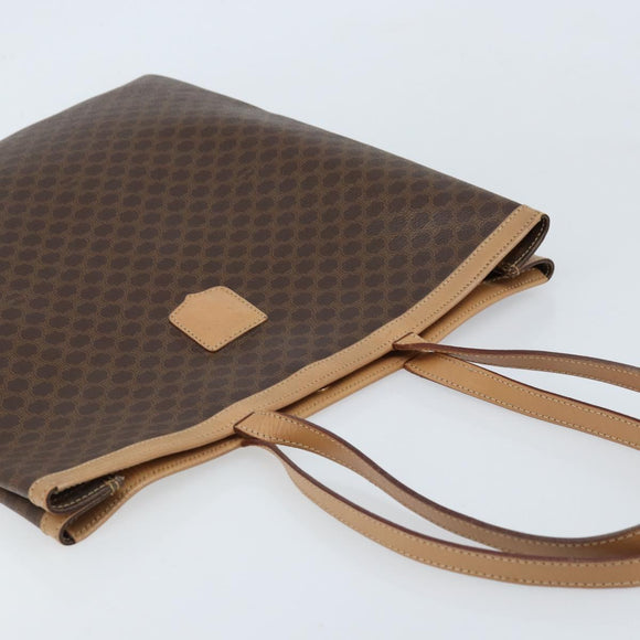 CELINE Macadam Canvas Tote Bag PVC Leather Brown Gold Auth ep13444