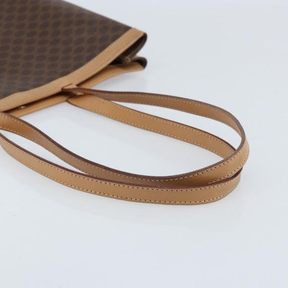 CELINE Macadam Canvas Tote Bag PVC Leather Brown Gold Auth ep13444