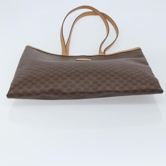 CELINE Macadam Canvas Tote Bag PVC Leather Brown Gold Auth ep13444
