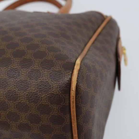 CELINE Macadam Canvas Hand Bag PVC Leather Brown Gold Auth ep13448