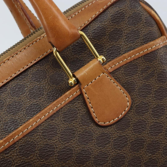 CELINE Macadam Canvas Hand Bag PVC Leather Brown Gold Auth ep13448