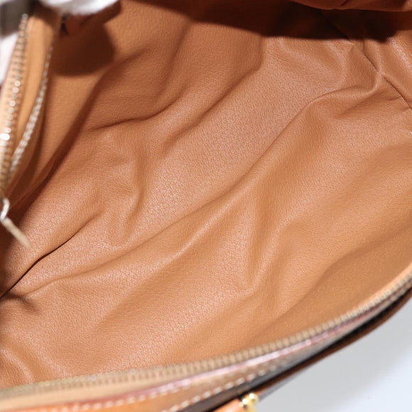 CELINE Macadam Canvas Hand Bag PVC Leather Brown Gold Auth ep13448