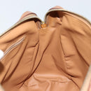CELINE Macadam Canvas Hand Bag PVC Leather Brown Gold Auth ep13448-19