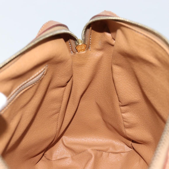 CELINE Macadam Canvas Hand Bag PVC Leather Brown Gold Auth ep13448