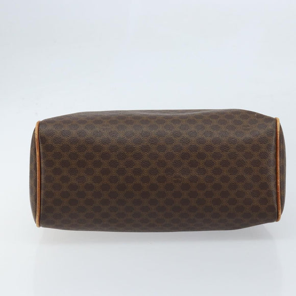 CELINE Macadam Canvas Hand Bag PVC Leather Brown Gold Auth ep13448
