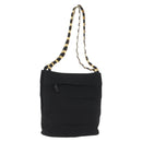 Salvatore Ferragamo Chain Vala Shoulder Bag Nylon Black Gold Auth ep13450-1