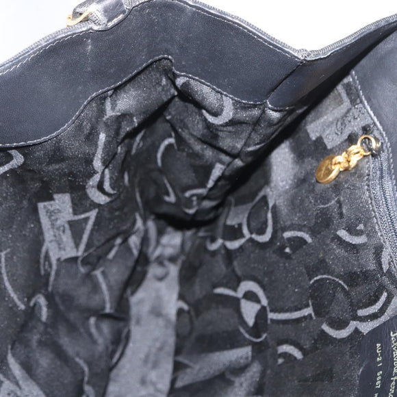 Salvatore Ferragamo Chain Vala Shoulder Bag Nylon Black Gold Auth ep13450
