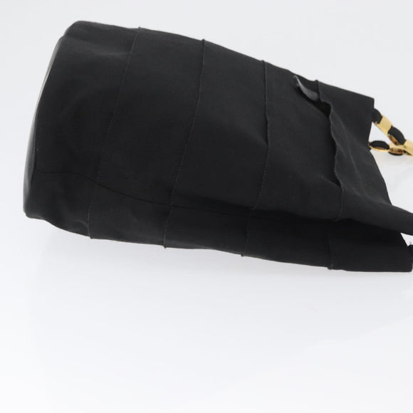 Salvatore Ferragamo Chain Vala Shoulder Bag Nylon Black Gold Auth ep13450