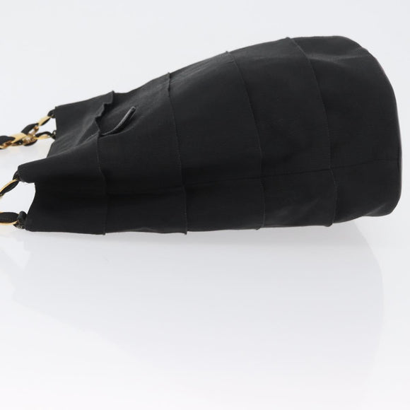 Salvatore Ferragamo Chain Vala Shoulder Bag Nylon Black Gold Auth ep13450