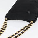 Salvatore Ferragamo Chain Vala Shoulder Bag Nylon Black Gold Auth ep13450-6