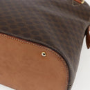 CELINE Macadam Canvas Hand Bag PVC Leather 2way Brown Gold Auth ep13453-16