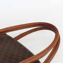 CELINE Macadam Canvas Hand Bag PVC Leather 2way Brown Gold Auth ep13453-18