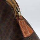 CELINE Macadam Canvas Hand Bag PVC Leather 2way Brown Gold Auth ep13453-10