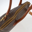 CELINE Macadam Canvas Hand Bag PVC Leather 2way Brown Gold Auth ep13453-6
