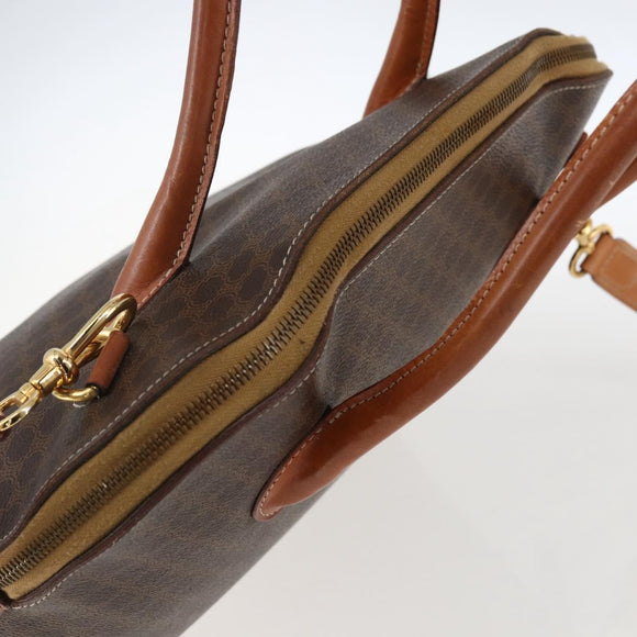 CELINE Macadam Canvas Hand Bag PVC Leather 2way Brown Gold Auth ep13453