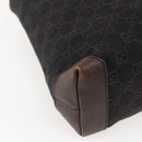 GUCCI GG Canvas Tote Bag Dark Brown Silver 28893 Auth ep13456-13