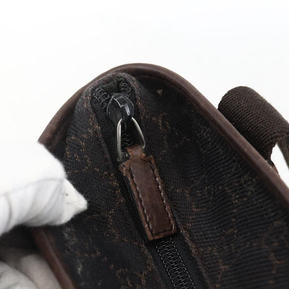 GUCCI GG Canvas Tote Bag Dark Brown Silver 28893 Auth ep13456