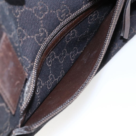 GUCCI GG Canvas Tote Bag Dark Brown Silver 28893 Auth ep13456