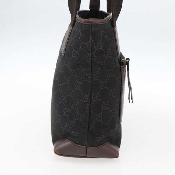 GUCCI GG Canvas Tote Bag Dark Brown Silver 28893 Auth ep13456