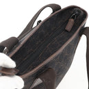 GUCCI GG Canvas Tote Bag Dark Brown Silver 28893 Auth ep13456-6