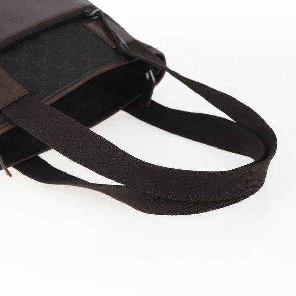 GUCCI GG Canvas Tote Bag Dark Brown Silver 28893 Auth ep13456