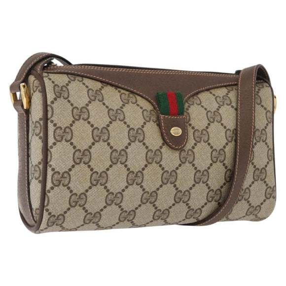 GUCCI GG Supreme Web Sherry Line Bag PVC Beige Gold 89 02 018 Auth ep13467