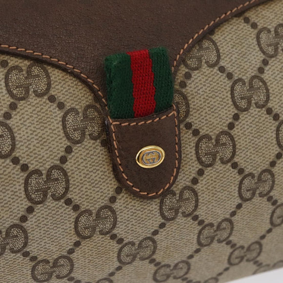 GUCCI GG Supreme Web Sherry Line Bag PVC Beige Gold 89 02 018 Auth ep13467