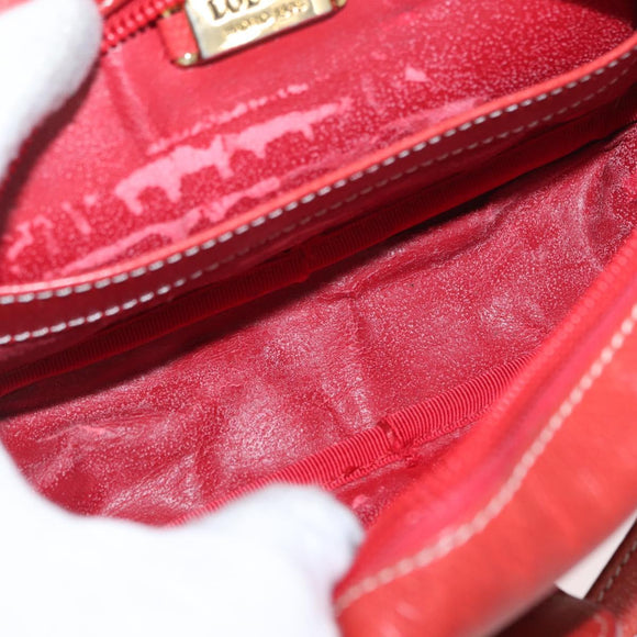 LOEWE Shoulder Bag Leather Red Gold Auth ep13468