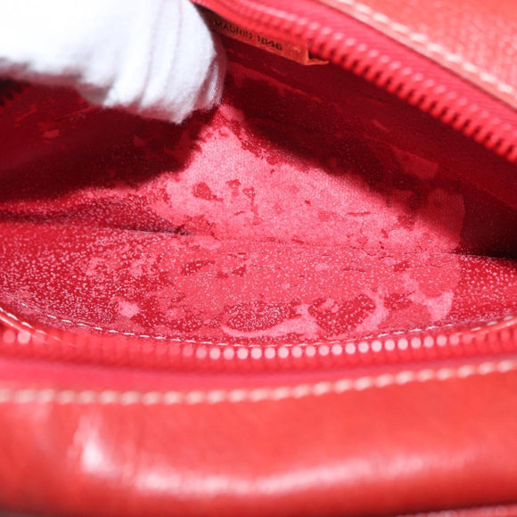 LOEWE Shoulder Bag Leather Red Gold Auth ep13468