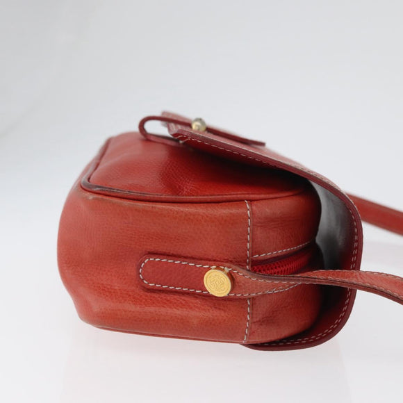 LOEWE Shoulder Bag Leather Red Gold Auth ep13468