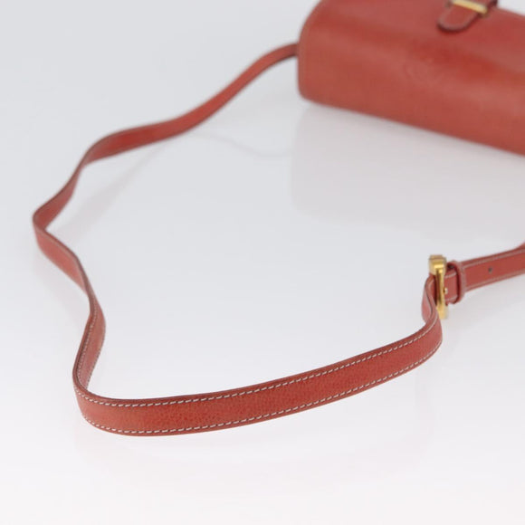 LOEWE Shoulder Bag Leather Red Gold Auth ep13468