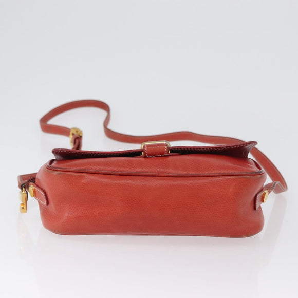 LOEWE Shoulder Bag Leather Red Gold Auth ep13468