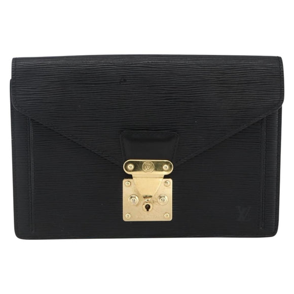 LOUIS VUITTON Epi Serie Dragonne Clutch Bag Black Noir M52612 LV Auth ep13469