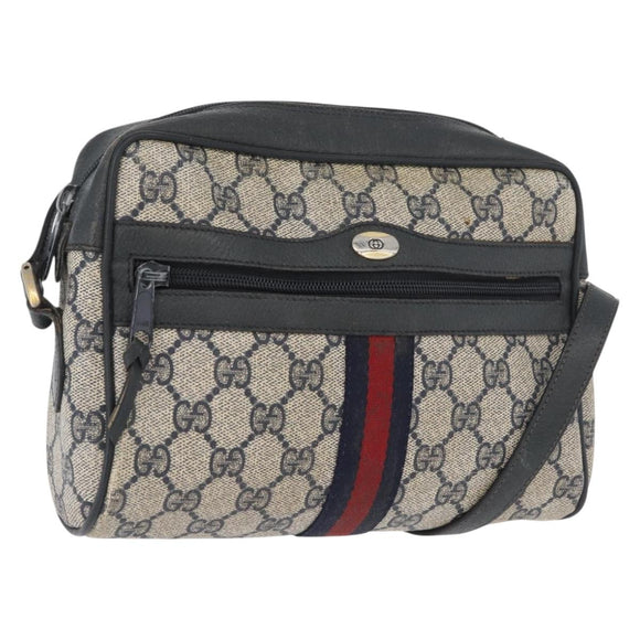 GUCCI GG Supreme Sherry Line Shoulder Bag PVC Navy Gold 89 02 004 Auth ep13472