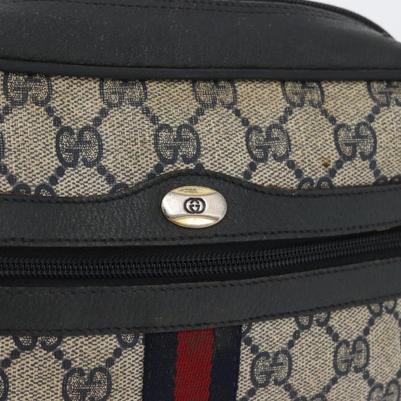 GUCCI GG Supreme Sherry Line Shoulder Bag PVC Navy Gold 89 02 004 Auth ep13472