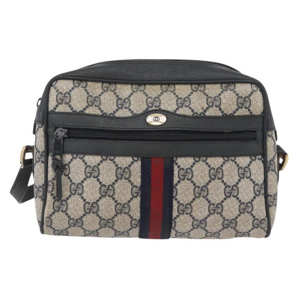 GUCCI GG Supreme Sherry Line Shoulder Bag PVC Navy Gold 89 02 004 Auth ep13472