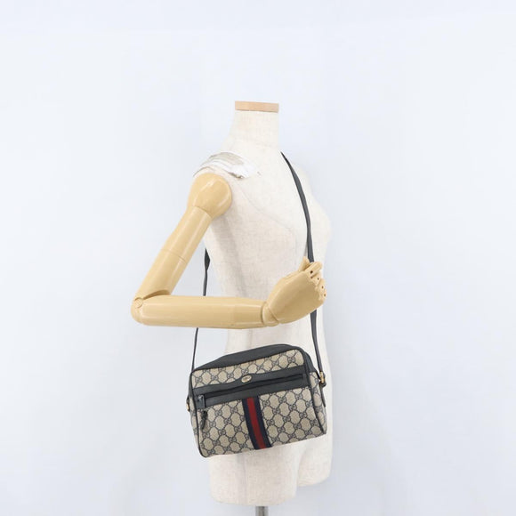 GUCCI GG Supreme Sherry Line Shoulder Bag PVC Navy Gold 89 02 004 Auth ep13472