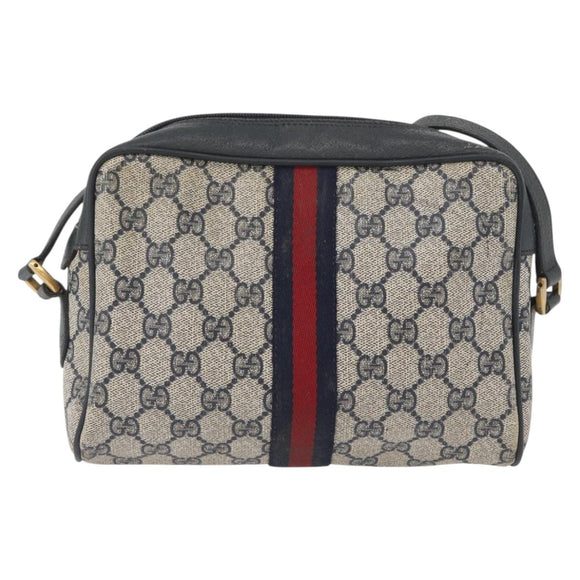 GUCCI GG Supreme Sherry Line Shoulder Bag PVC Navy Gold 89 02 004 Auth ep13472