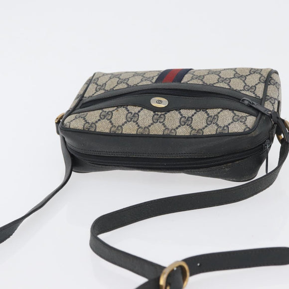 GUCCI GG Supreme Sherry Line Shoulder Bag PVC Navy Gold 89 02 004 Auth ep13472