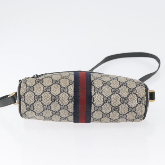 GUCCI GG Supreme Sherry Line Shoulder Bag PVC Navy Gold 89 02 004 Auth ep13472
