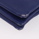 CELINE Trio Shoulder Bag Leather Blue Gold Auth ep13474-9