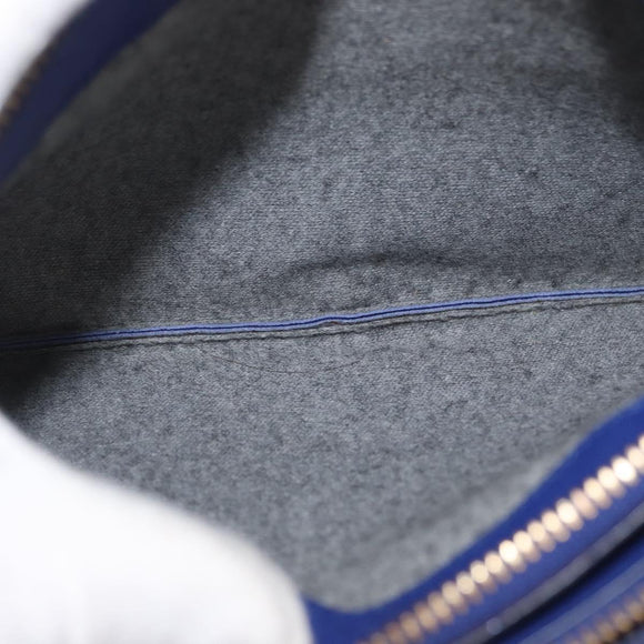 CELINE Trio Shoulder Bag Leather Blue Gold Auth ep13474
