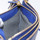 CELINE Trio Shoulder Bag Leather Blue Gold Auth ep13474-19