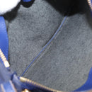 CELINE Trio Shoulder Bag Leather Blue Gold Auth ep13474-21