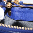 CELINE Trio Shoulder Bag Leather Blue Gold Auth ep13474-12